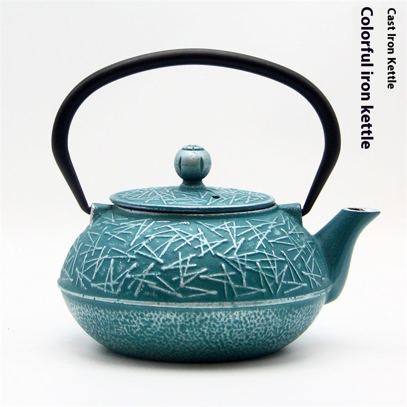 Colored Cast Iron Light Glazed Enamel Wrought Iron Teapot