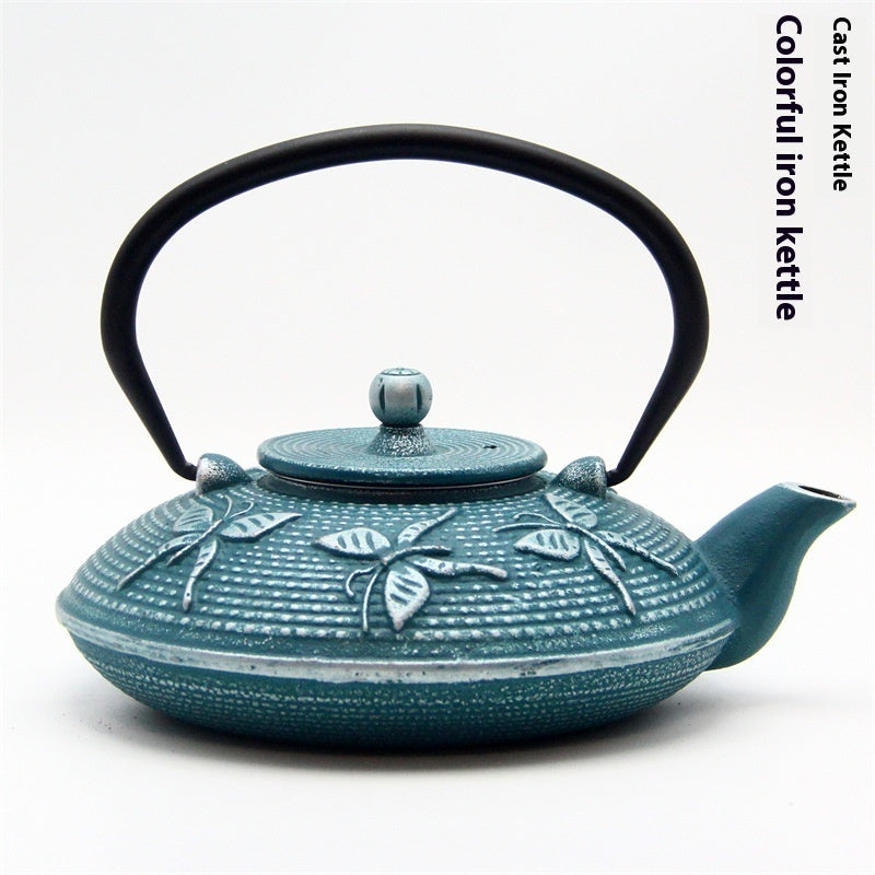 Colored Cast Iron Light Glazed Enamel Wrought Iron Teapot