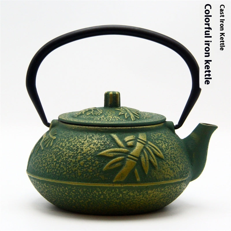 Colored Cast Iron Light Glazed Enamel Wrought Iron Teapot