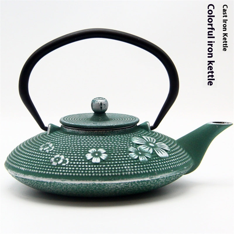 Colored Cast Iron Light Glazed Enamel Wrought Iron Teapot
