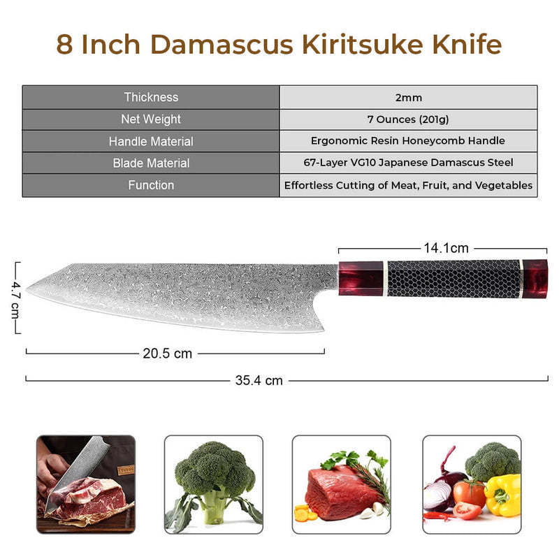 8-inch Honeycomb Handle Damascus Kitchen Knife