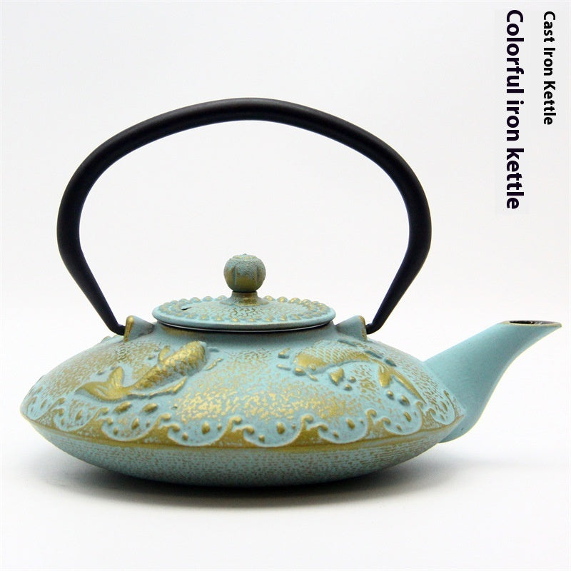 Colored Cast Iron Light Glazed Enamel Wrought Iron Teapot